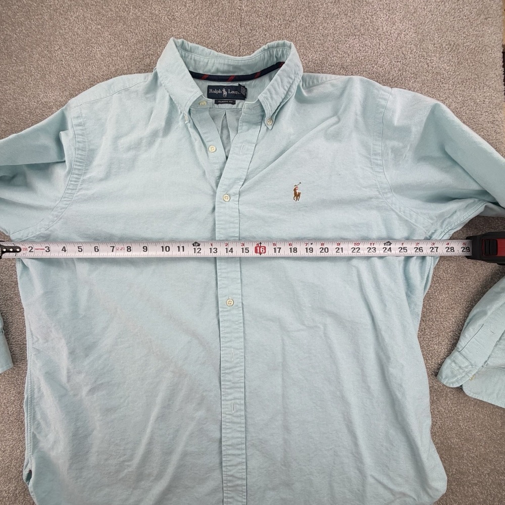 Vintage Ralph Lauren Oxford Shirt Mens XL Classic Fit‎ Light Blue Flesh Pony - Picture 5 of 6